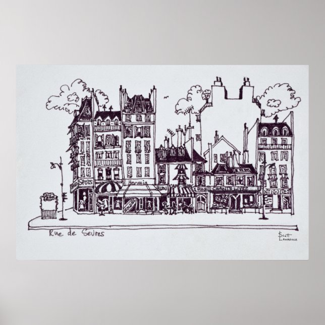 Poster Architecture Haussmann | Rue de Sevres (Devant)