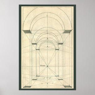 Poster Architecture Vintage, Perspective d'arche de la Re