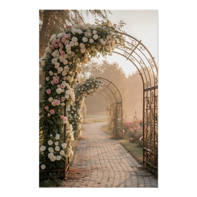 Poster Archway de jardin de roses romantiques rêvé (Devant)