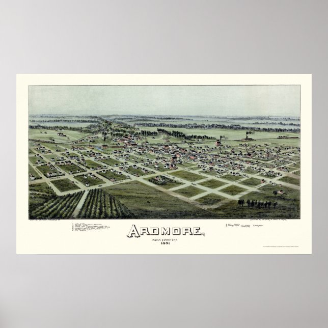 Poster Ardmore, OK Carte panoramique - 1891 (Devant)