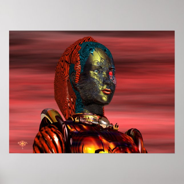 Poster ARES CYBORG PORTRAIT, SUNSET Science Fiction, Scif (Devant)