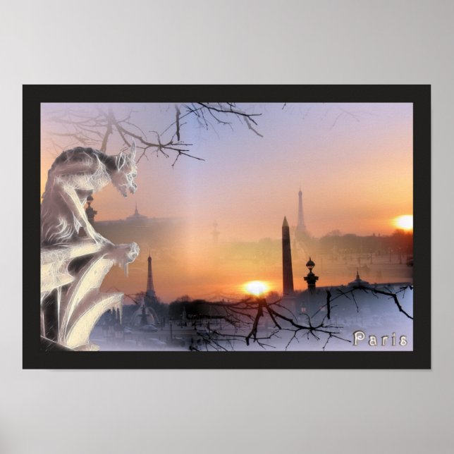 Poster Argent Gargoyle de Notre Dame, imprimer (Devant)