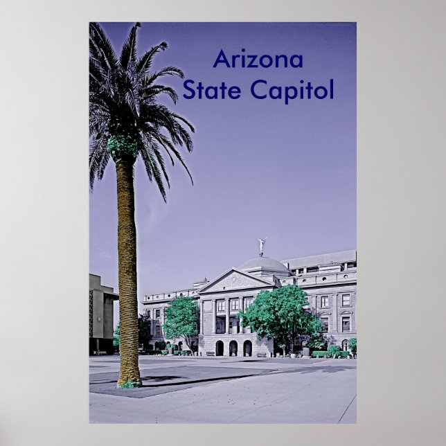 Poster Arizona State Capitol Retro avec touche de couleur (Devant)