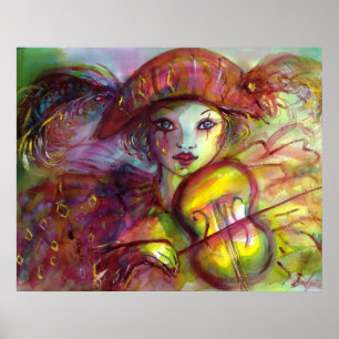 Poster ARLEQUIN JOUANT DU VIOLON / Carnaval de Venise