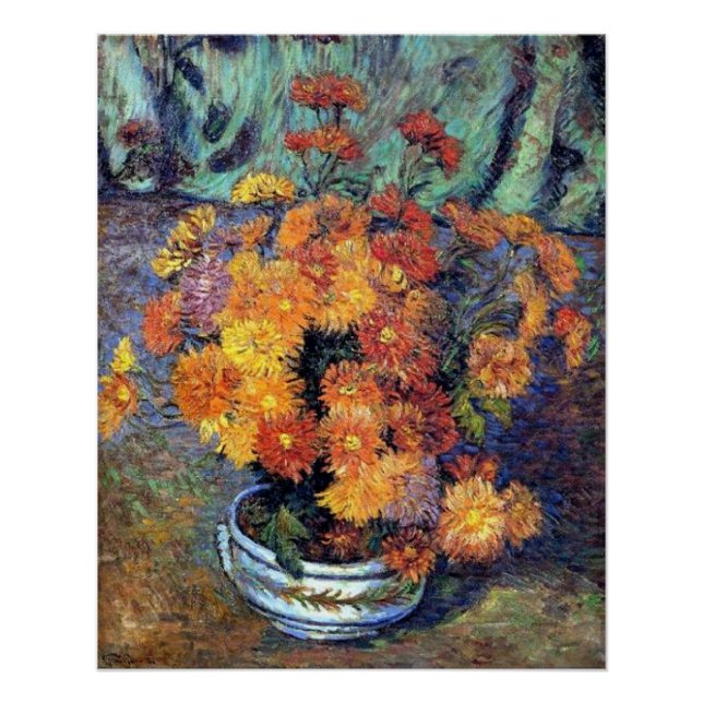 Poster Armand Guillaumin - Vase de chrysanthèmes (Devant)
