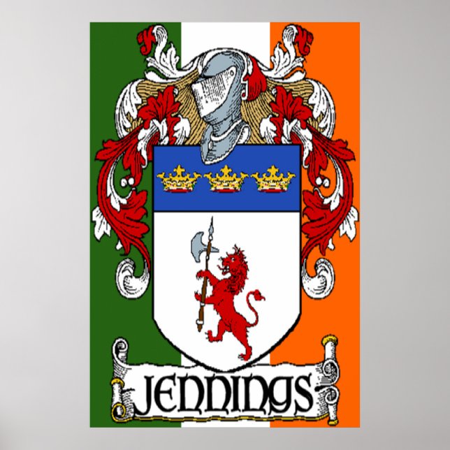 Poster Armoiries de Jennings Drapeau irlandais (Devant)