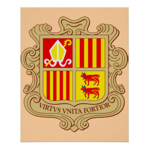 Poster Armoiries de l'Andorre, coprincipauté historique