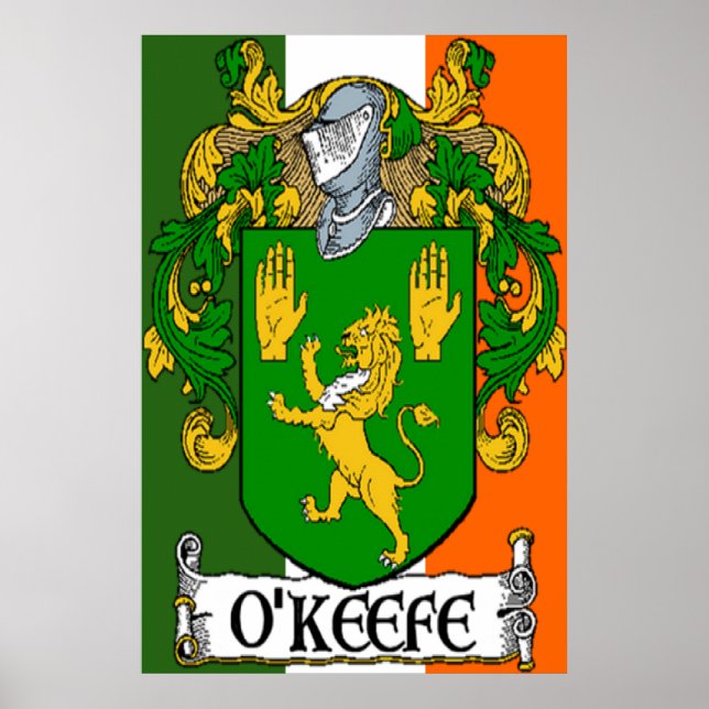 Poster Armoiries d'O'Keefe Drapeau irlandais Imprimer (Devant)