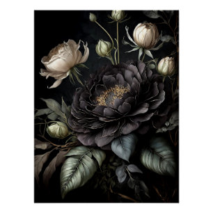 Poster Arrangement gothique Rose Fleur noire