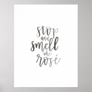 Poster Arrêtez et sentez le Rose' - Bar Cart Art