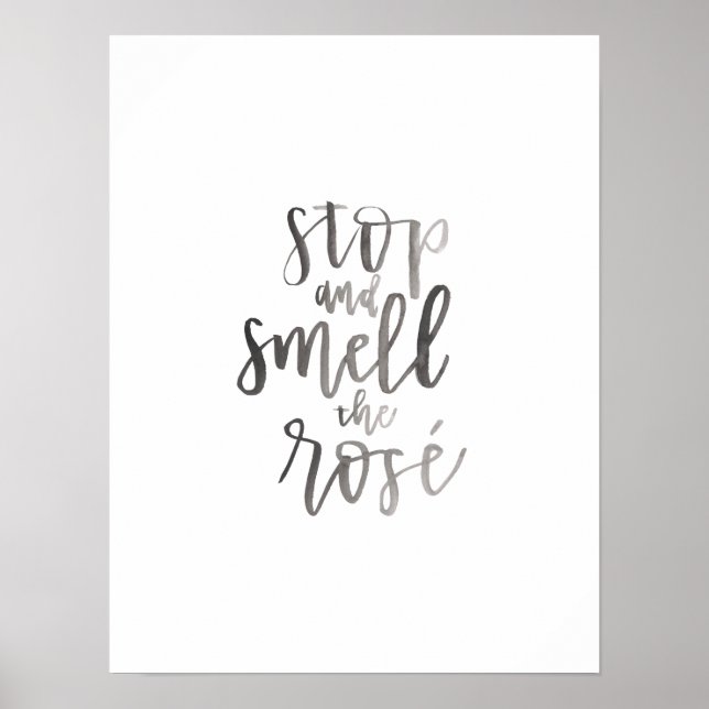 Poster Arrêtez et sentez le Rose' - Bar Cart Art (Devant)