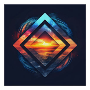 Poster arrière - plan Abstrait avec coucher de soleil et