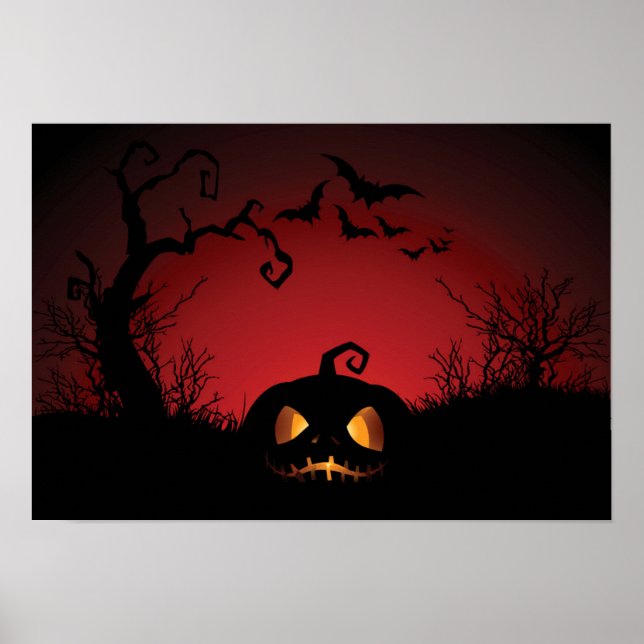 Poster Arrière - plan Citrouille Halloween (Devant)