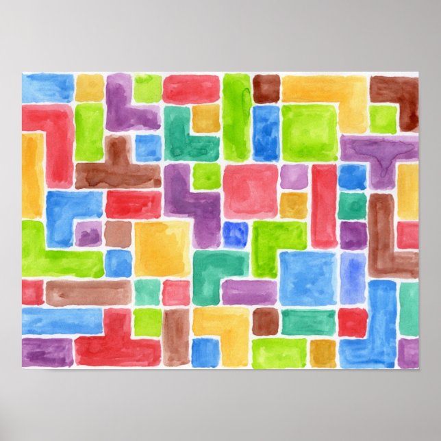 Poster arrière - plan d'aquarelle peint Abstrait. 2 (Devant)