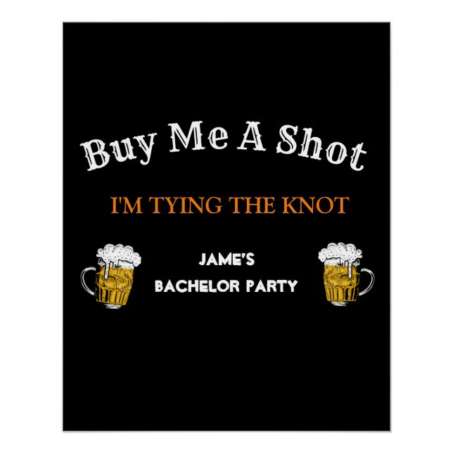 Poster Arrière-plan de la fête de célibataire en noir gra (Devant)