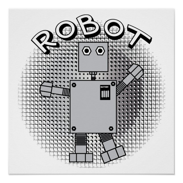 Poster Arrière - plan de modèle de texte de robot (Devant)