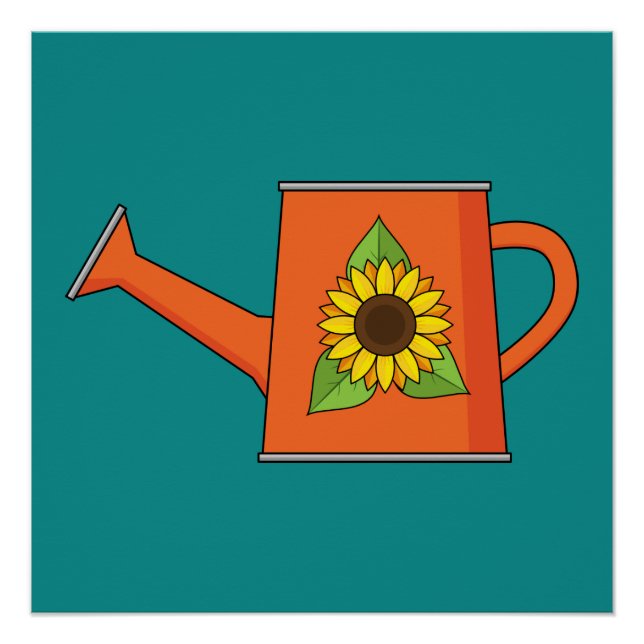 Poster Arrosage orange avec tournesol (Devant)