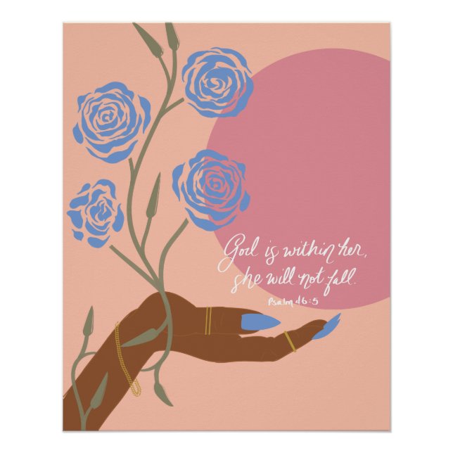Poster Art à main noire avec Roses et affiliations (Devant)