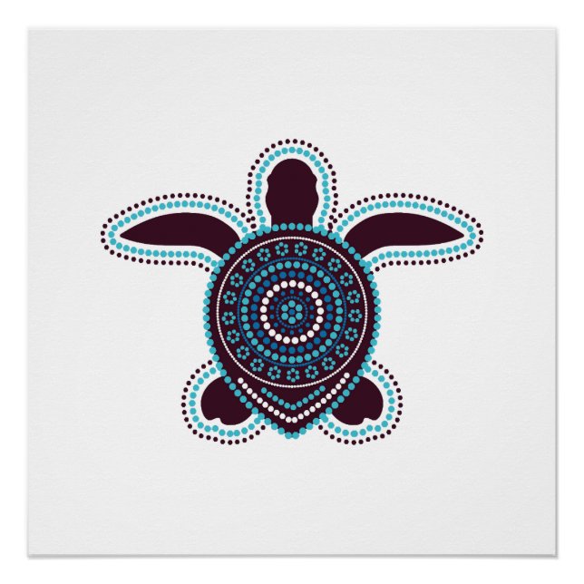 Poster Art aborigène australien Tortue (Devant)