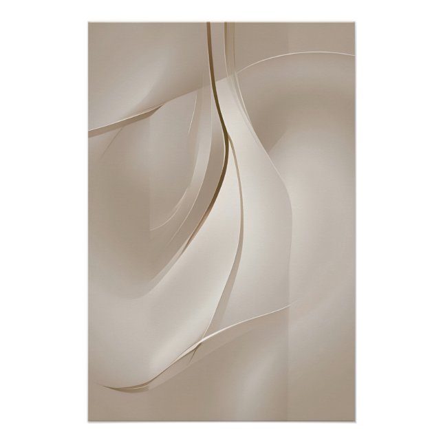 Poster Art abstrait beige contemporain (Devant)
