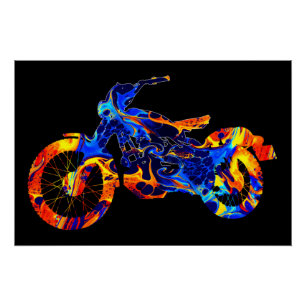 POSTER ART ABSTRAIT COLORÉ MOTOCROSS MODERNE TENDANCE