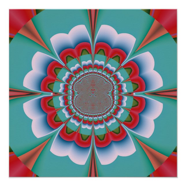 Poster Art abstrait de mandala psychédélique rétro (Devant)