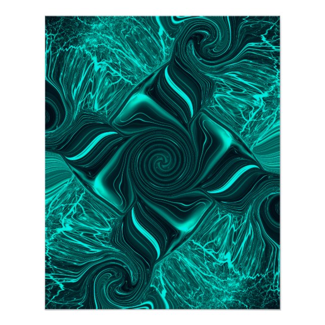 Poster Art abstrait de marbre liquide turquoise (Devant)