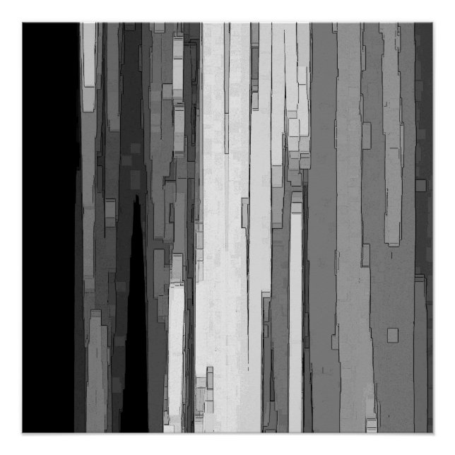 Poster Art Abstrait en niveaux de gris (Devant)