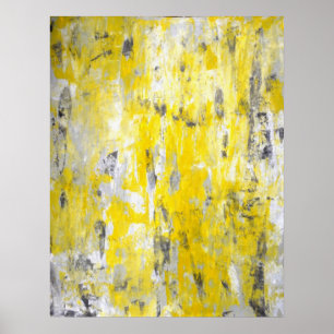 Poster Art Abstrait gris et jaune