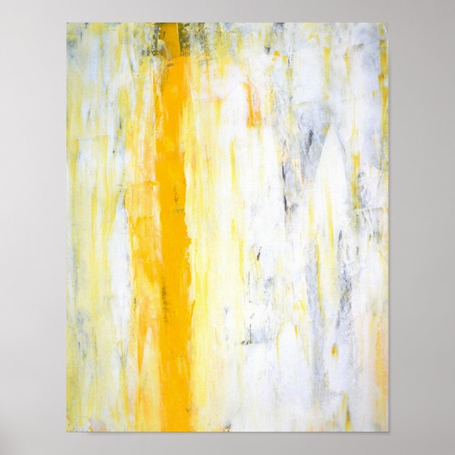 Poster Art Abstrait gris et jaune (Devant)