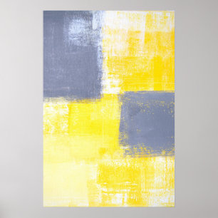 Poster Art Abstrait gris et jaune "manquant"