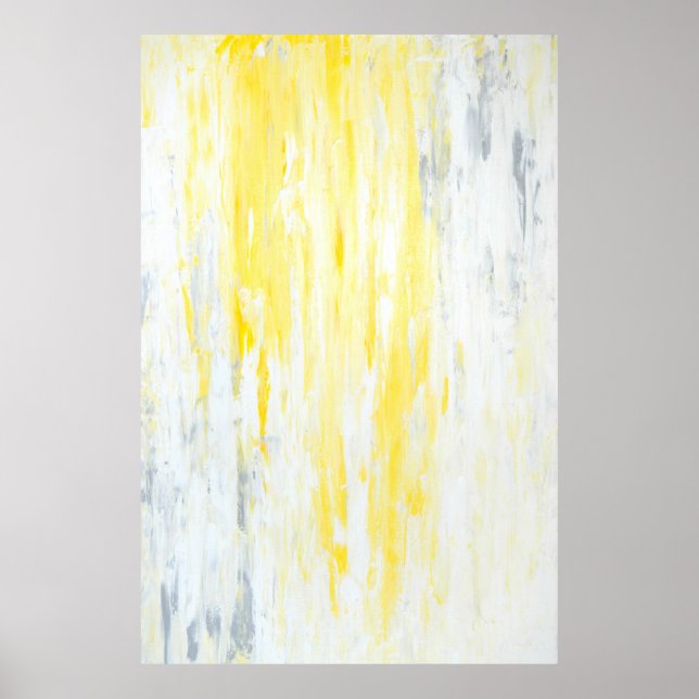 Poster Art Abstrait gris et jaune 'sous-estimé' (Devant)