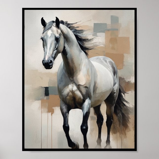 Poster Art Abstrait Horse Mur Art Décor Salle (Devant)