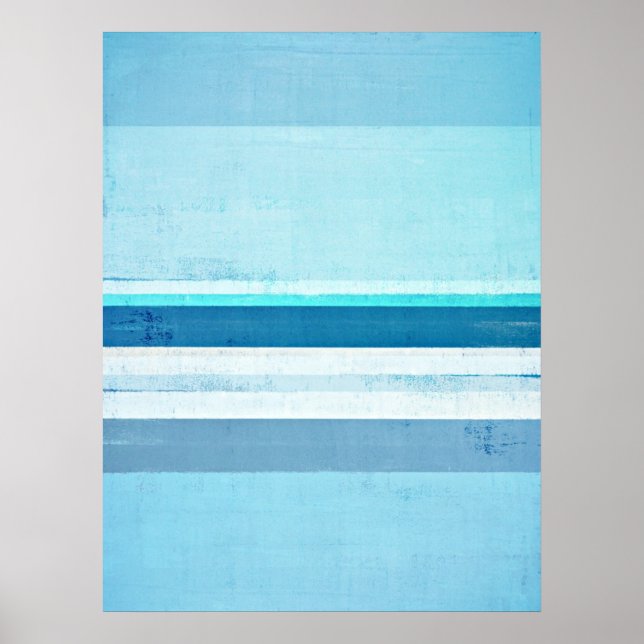 Poster Art Abstrait "Icing" bleu et turquoise (Devant)