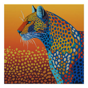 Poster Art Abstrait Léopard Vibrant