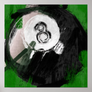 Poster Art Abstrait Numéro 8 Billard Ball