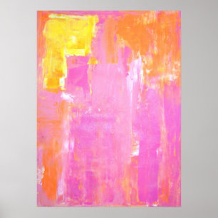 Poster Art abstrait rose et orange "acculé"