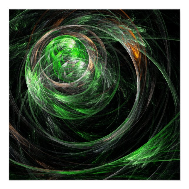 Poster Art abstrait vert autour du monde (Devant)