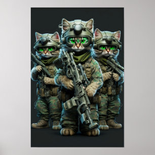 Poster Art Chats Militaires