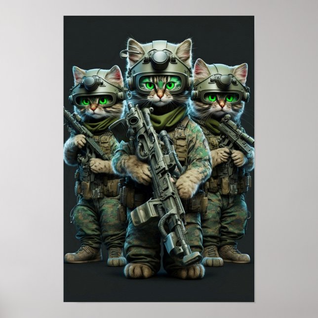 Poster Art Chats Militaires (Devant)