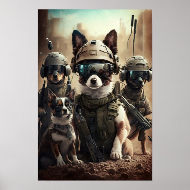 Poster Art Chiens militaires (Devant)