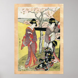 Poster Art classique japonais oriental frais de dame de