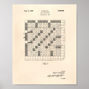 Poster Art croisé vieux Peper de brevet du puzzle 1936 de