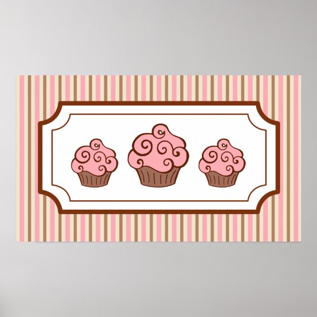 Poster Art Cupcakes rose (Devant)