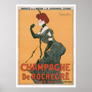 Poster Art d'annonce de boissons de Champagne De Rochegre