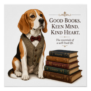Poster Art de bibliothécaire érudit vintage Beagle