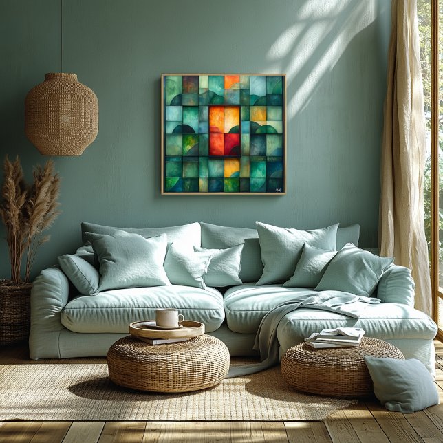 Poster Art de bloc de couleur géométrique Abstrait - Mode (Créateur téléchargé)