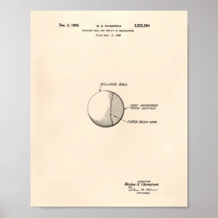 Poster Art de brevet de la boule de billard 1940 - vieux