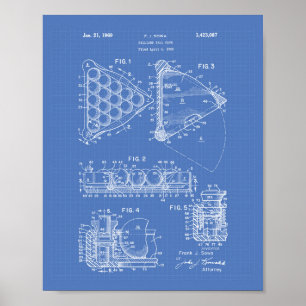 Poster Art de brevet du support 1969 de boule de billard