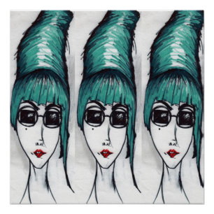 Poster Art de bruit turquoise de lunettes de soleil de